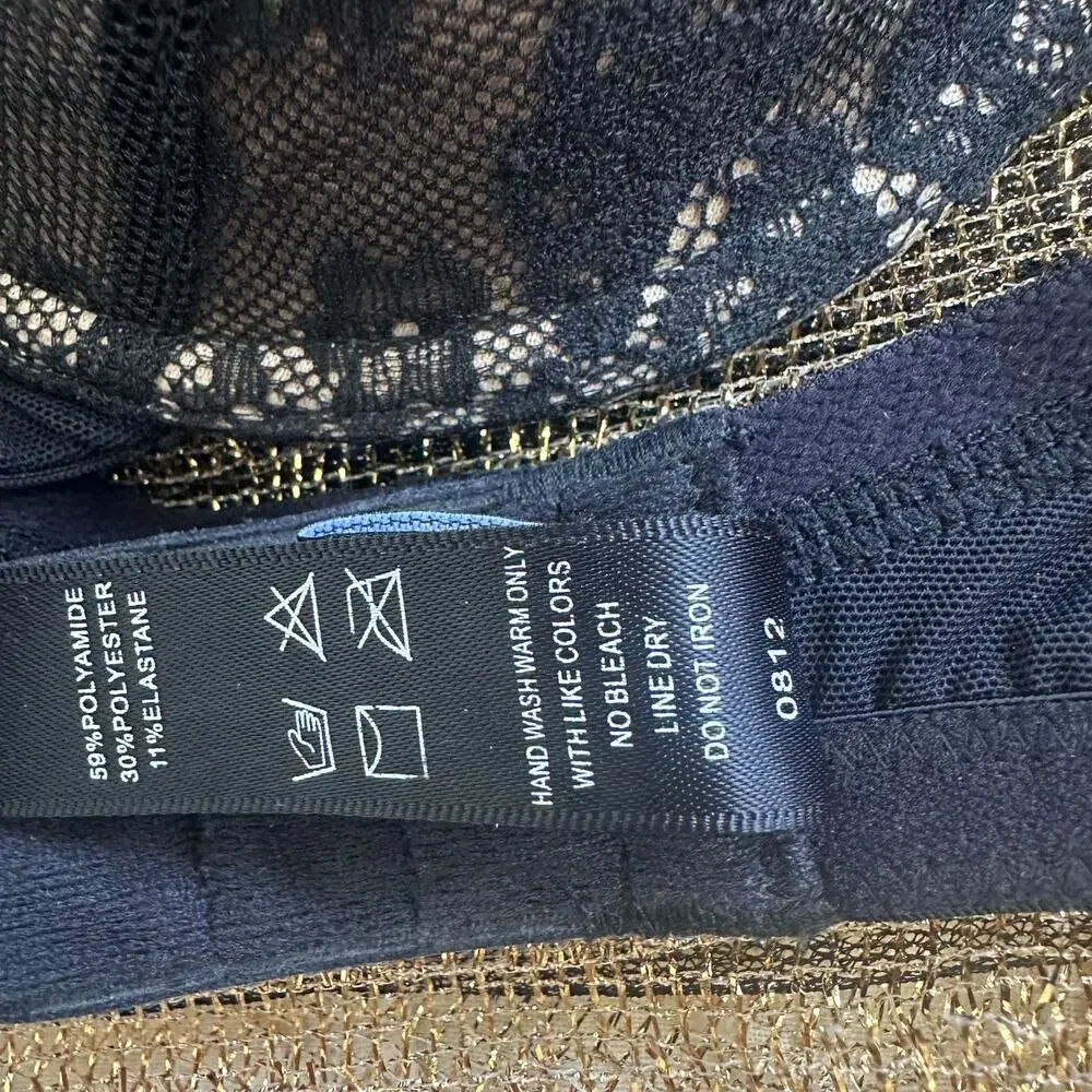 Le Mystere Aria 1271 Black Lace Push Up Bra sz 38B